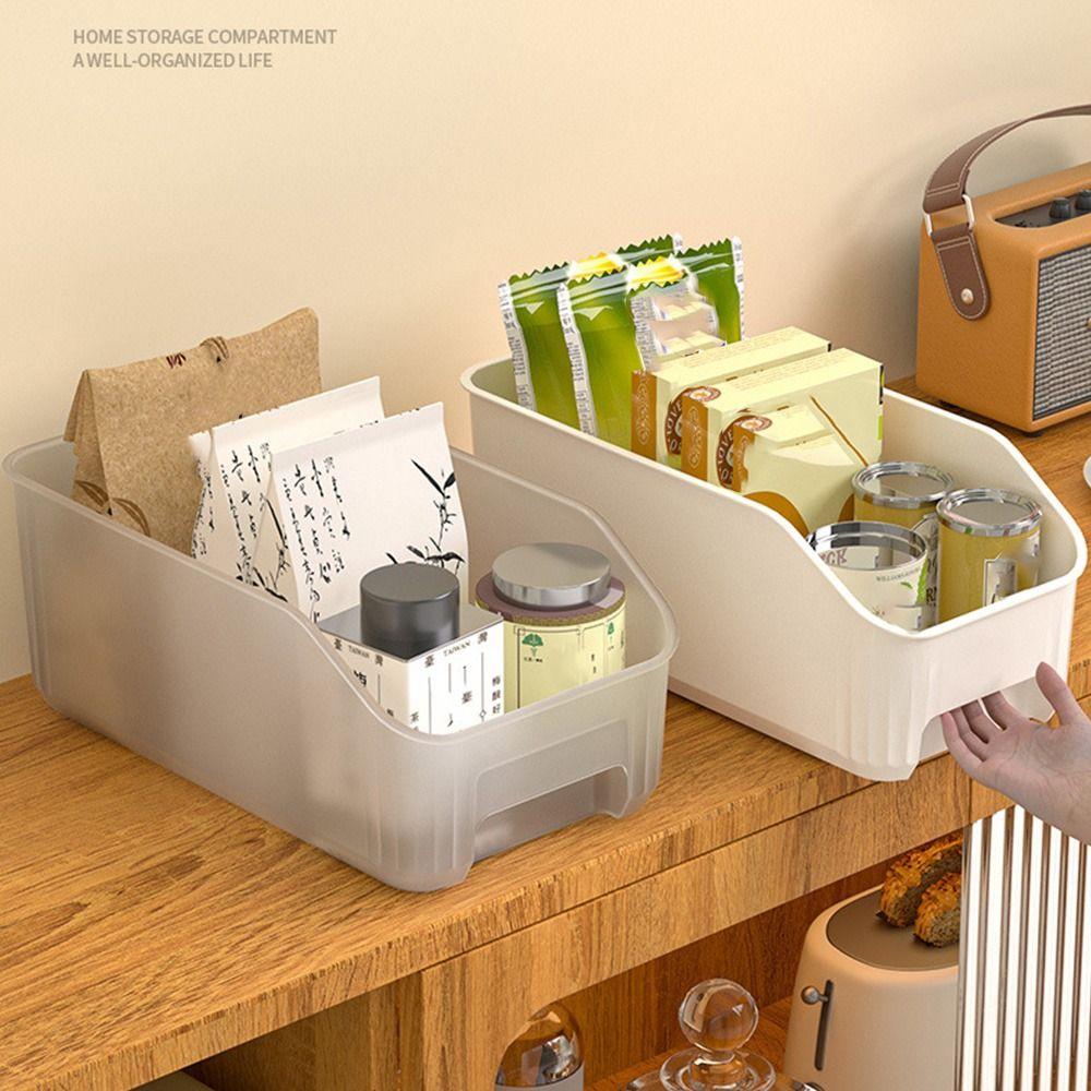 Multifunction Kitchen Storage Box White Transparent Large Capacity Storage Case Desktop Plastic Organizer Container