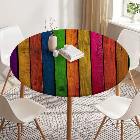 Round Table Cover 47.24" Washable Tablecloth with Elastic Edge 3D Stain-Resistant Table