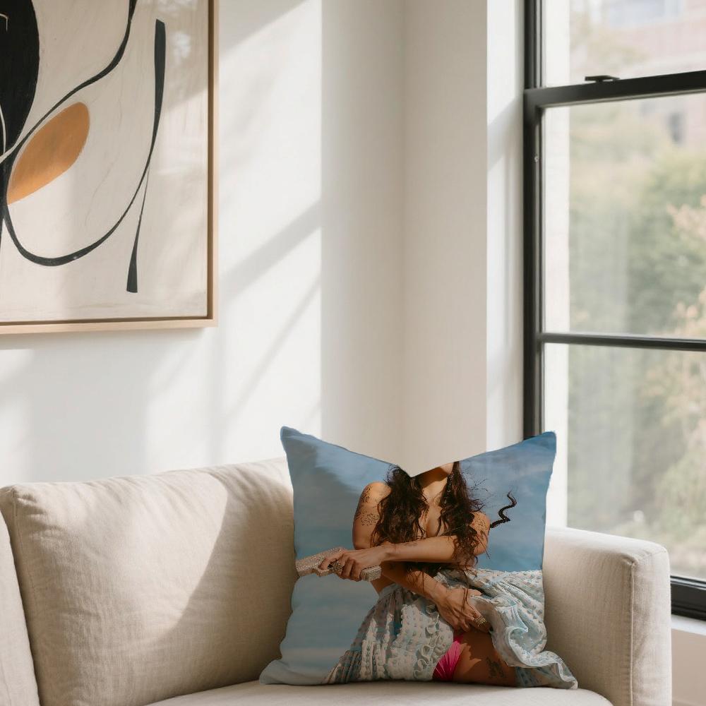 Singer R-Rebecca Black Salvation Cushion Cover For Sofa Car Office Cafe Soft And Comfortable Double-Sided Printing Pillow Cover