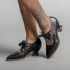 Retro Jane Pumps Women Vintage Lace Up Low Heel Dress Zapatos Ladies Butterfly Shoes