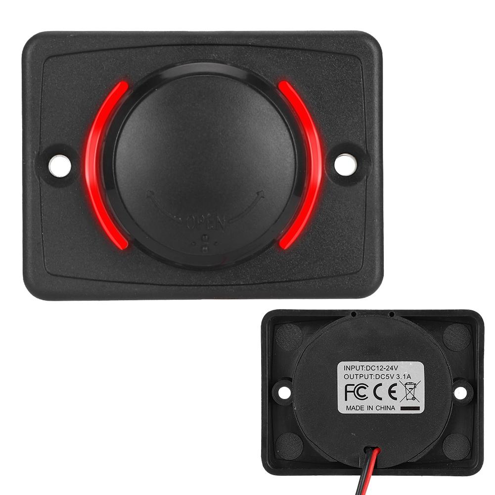 3.1A 12V/24V Black Car Dual USB Port Power r Socket Outlet with LED (White)