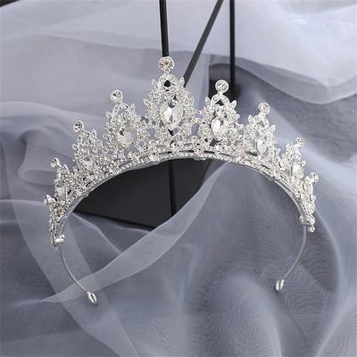 New Wedding Hair Tiara Crystal Bridal Tiara Crown Silver Color Diadem Veil Tiaras Wedding Hair Headpieces Head Jewelry Gift