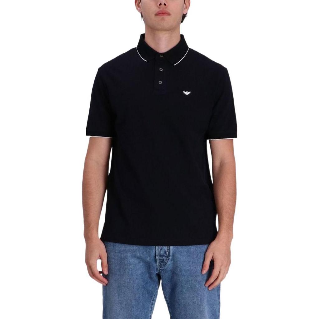 Emporio Armani SS23 Solid Color Logo Embroidered Short Sleeve Polo Shirt Men tops Navy-Blue 3R1F70-1JTKZ-09I8