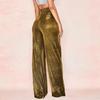 Women's Pants Shiny Solid Color High Waist Spring Autumn Temperament Loose Straight Wide Leg Trousers Daily Wear