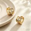 Yanbai Elegant Zirconia Hollow Hoop Earrings - Simple Geometric Luxury Design.