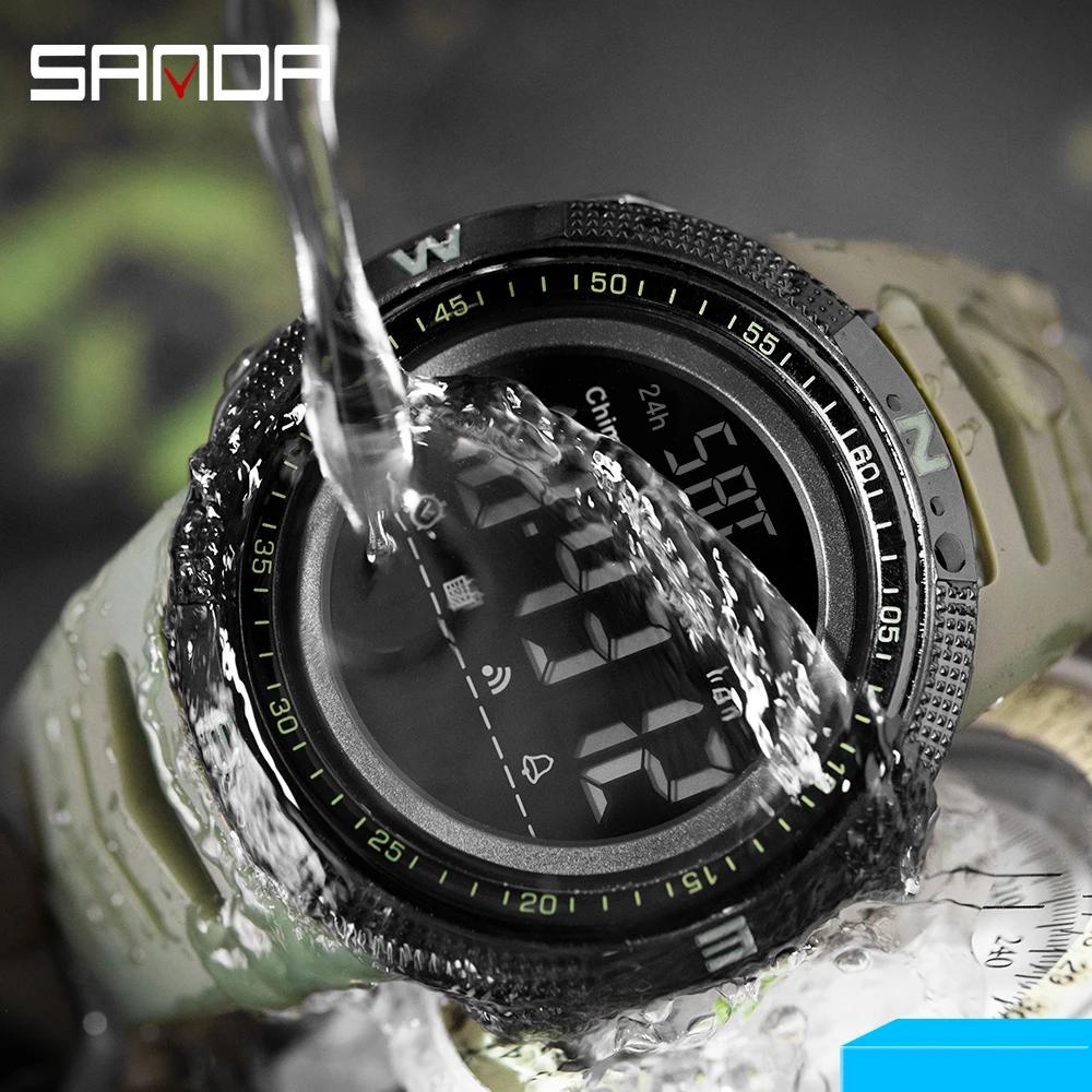 SANDA Men Watches Outdoor Military Sports LED Digital Wristwatch Waterproof Alarm Clock Chronograph Multifunction Electron Watch