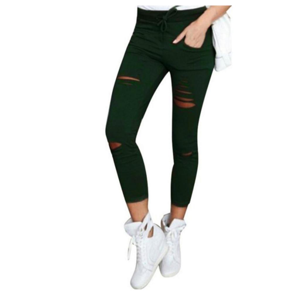 Women's High Rise Skinny Capri Pants Slim Fit Ripped Stretch Pencil Leggings For Summer Daily Casual Wear