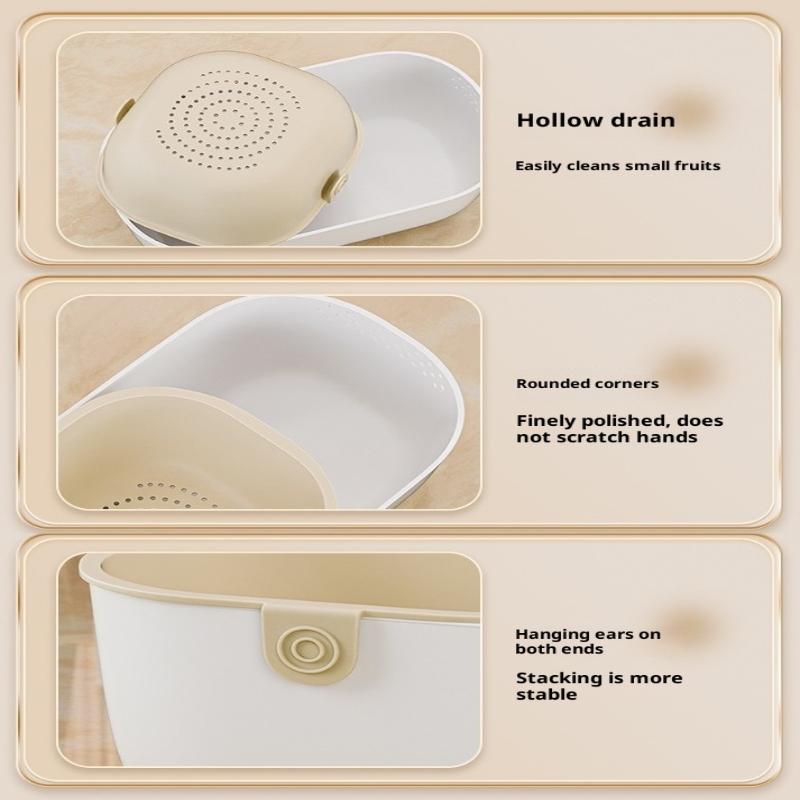 Double-Layer Snack Fruit Food Storage Box Household Fruit Plate Drain Tray Special Storage Basket For Lazy People