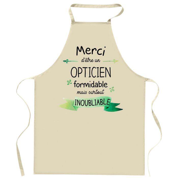 Tablier de cuisine - Opticien Merci Inoubliable - Impression bretonne - Coton résistant - Imprimé en France