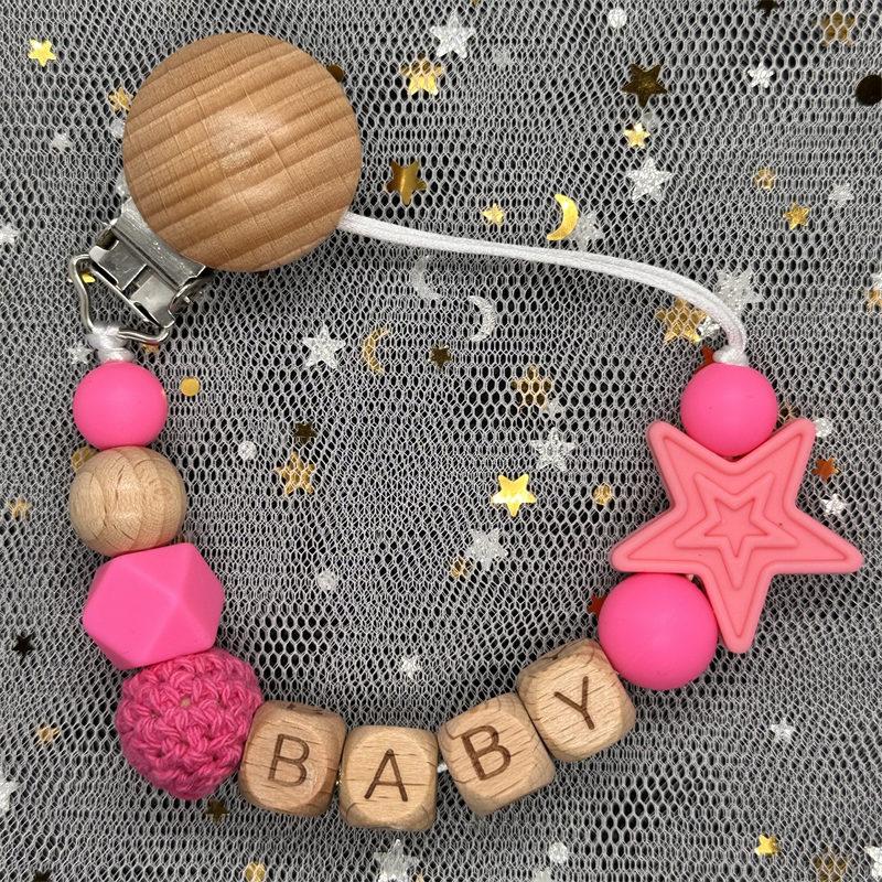 Handgefertigt Personalisierte Name Kaktus Schnullerclips Ketten Silikonperlen Personalisieren Säugling Chupetero Zahnung Personalisiert Geschenk