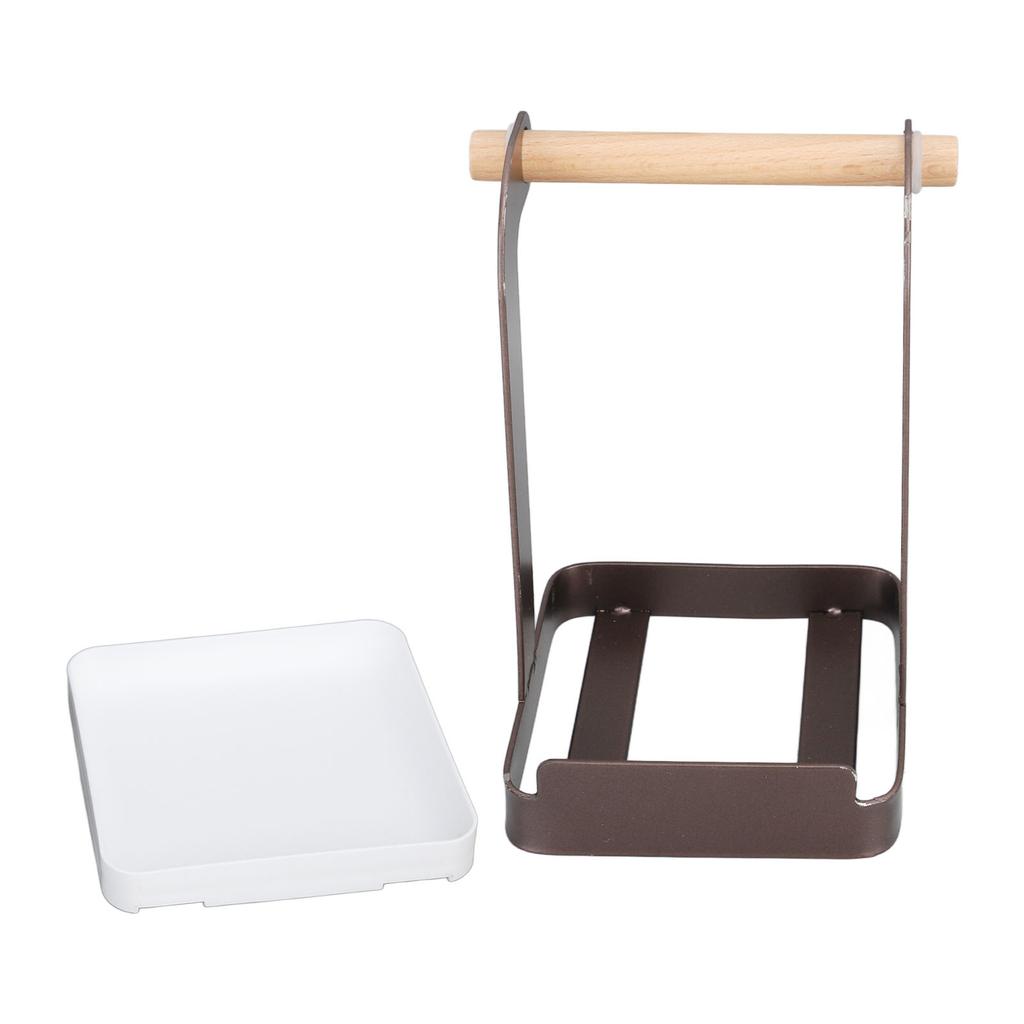 Pot Lid Holder Rack Multifunction Prevent Slip Iron Basin Wood Rack Cooking Tool Spatula Stand Kitchen