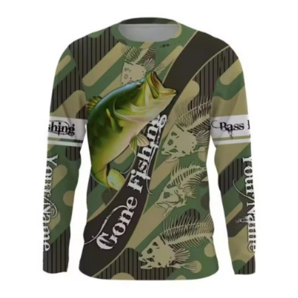 Fish Series 3D Digital Printed Men's Street Trendy Round Neck Long Sleeved T-shirt