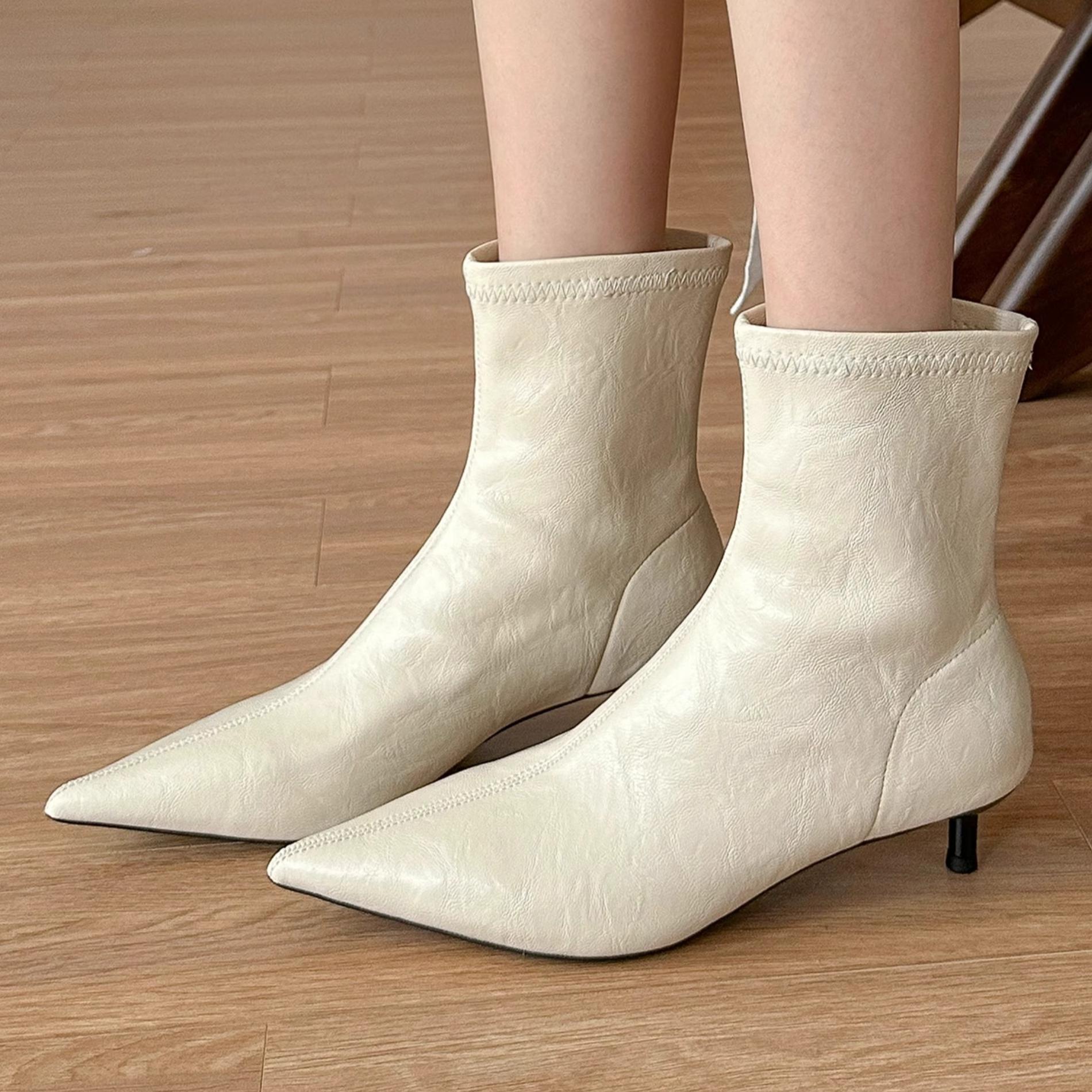 

Женские ботильоны с острым носком, брендовые кожаные офисные туфли на среднем каблуке, зимняя трендовая обувь 2025 года, сексуальные туфли-лодочки для вечеринок, туфли-лодочки Chelsea Botas Mujer 34