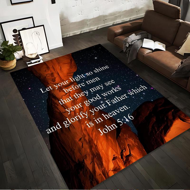 Rocky Arch with Inspirational Quote Rug Non-slip Rug Suitable for Living Room and Bedroom Sofas.