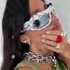 Lunettes de Soleil Hip Hop Y2K Uniques Pour Femmes Hommes Nouvelles Sportives Lunettes de Soleil Torsadées Lunettes de Fête Féminines Argentées Rétro Lunettes Années 2000