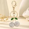 Shiny Creative Rhinestone Cherry Keychain Luxury Exquisite Keyring Cute Bag Pendant Charm for Holiday Souvenir