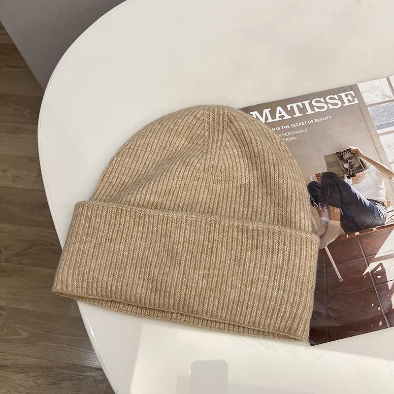 Zawiera 7% wełny lekki kaszmirowy dzianinowy karbowany pulowerowy kapelusz prosty potrójnie składany luźny zimowy ciepły kapelusz na zimno