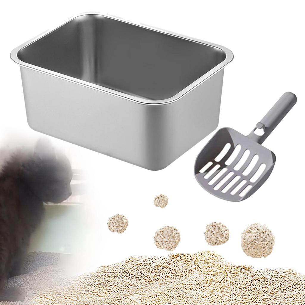 Open Litter Pan Pet Bedpan Stainless Toilet Anti Splashing Portable Cat Litter Basin Kitty Litter Pan for Bunny Cat