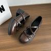Französische runde Zehenpartie Plateau kleine Lederschuhe Damen Sommer 2025 neu Schleife mit Rock Höhenzunahme Mary Jane Einzelschuhe