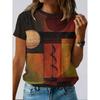 Summer Fashion Women's Retro Geometry 3D Printed T-shirt Comfortable Soft Breathable Loose Large Casual Sports Versatile Short Sleeve T-shirt