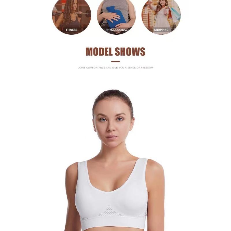 Women Plus Size Breathable Mesh Hollow Out Sports Bra For Yoga Running