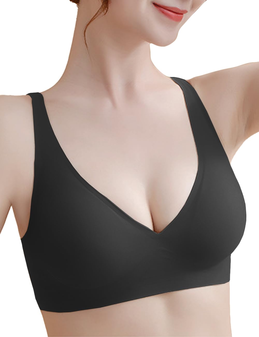 

Бесшовный бюстгальтер красивый Ночной Высокий Красивая грудь Дневной Коррекция подмышечного жира Декольте Нет места Спортивный Бюстгальтер для кормления [Kusumi] Бюстгальтер, Без косточек, чёрный