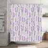 Classic Lavender Shower Curtain Pink Background with Green Leaves Pattern 180 x 243cm Bathroom Decor