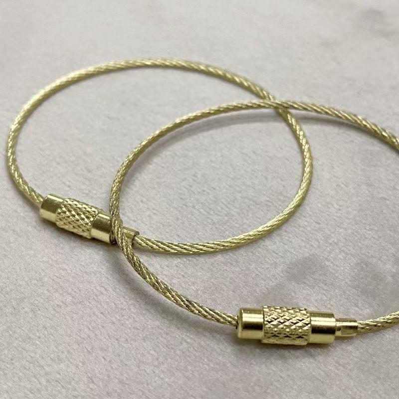 Gold-Plated Wire Ring Universal Tag For Bags And Cartoon Keys, Stainless Steel Electroplated Wire Chain