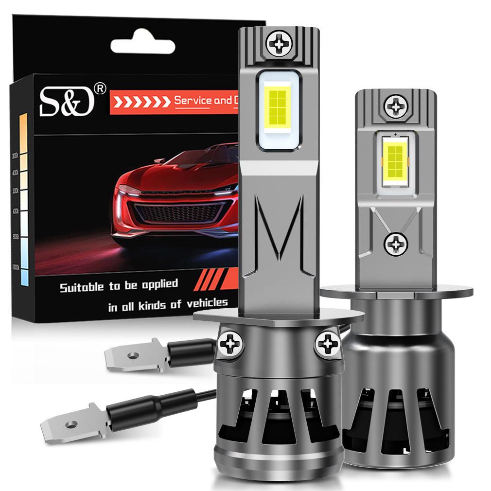 2 stk H1 H3 LED-frontlyspærer Turbolamper Mini 20000LM 50W 16 Kjerne CSP-brikker Supersterke Bil Tåkelys 12V 6500K Hvit Bil Frontlykt