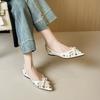 Weiwei girl 696-18 French bow rivet pointed single shoes women's summer with skirt temperament flat-bottomed ladyshoes