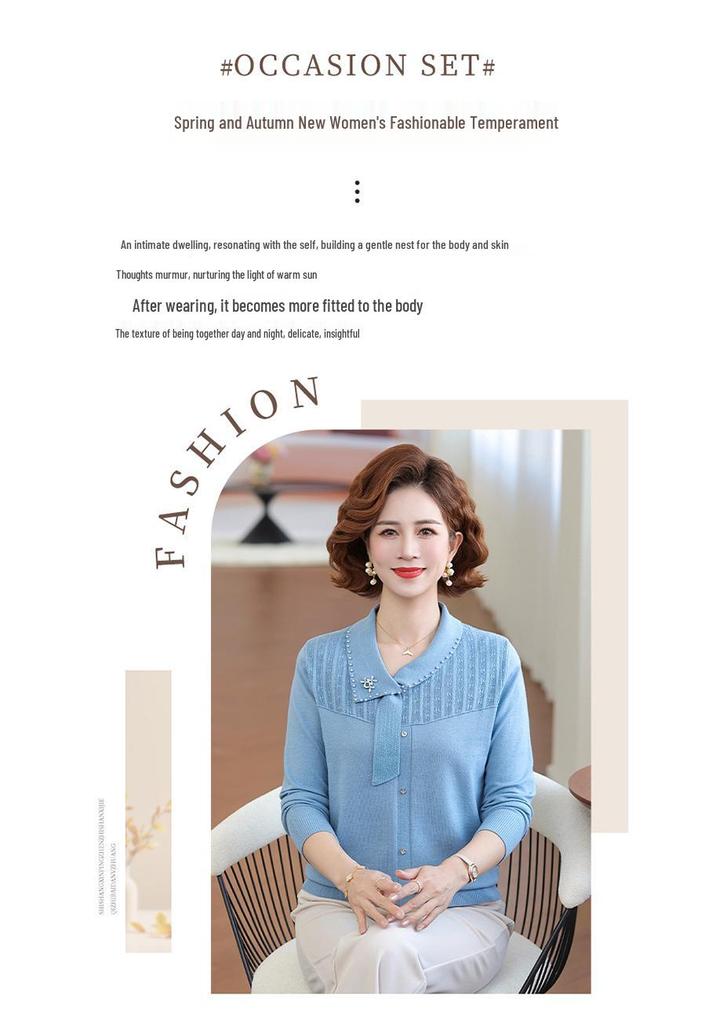 2026 Spring Knitwear Sweater: Stylish Base Layer for Middle-Aged & Elderly Women - Perfect for Spring & Autumn