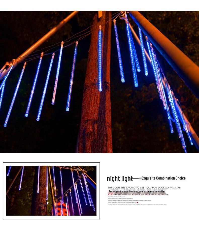Colorful Solar LED Meteor Shower Patio Lights - Waterproof Outdoor Fairy String Lights