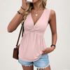 Bluse Casual da Donna a Maniche Corte con Scollo a V Davanti in Tessuto Morbido Camicie da Donna a Maniche Corte per l'Uso Quotidiano