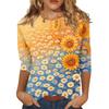 Women Casual Floral Print Round Neck Three Quarter Sleeve Top Lightweight Comfortable Fit Stylish Design Suitable for Everyday Wear