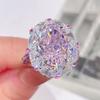 Big Oval Pink Zircon Cute Egg Shape Stone Rings For Women CopperColor Promise Engagement Wedding Bands Bridal Jewelry Girl Gift