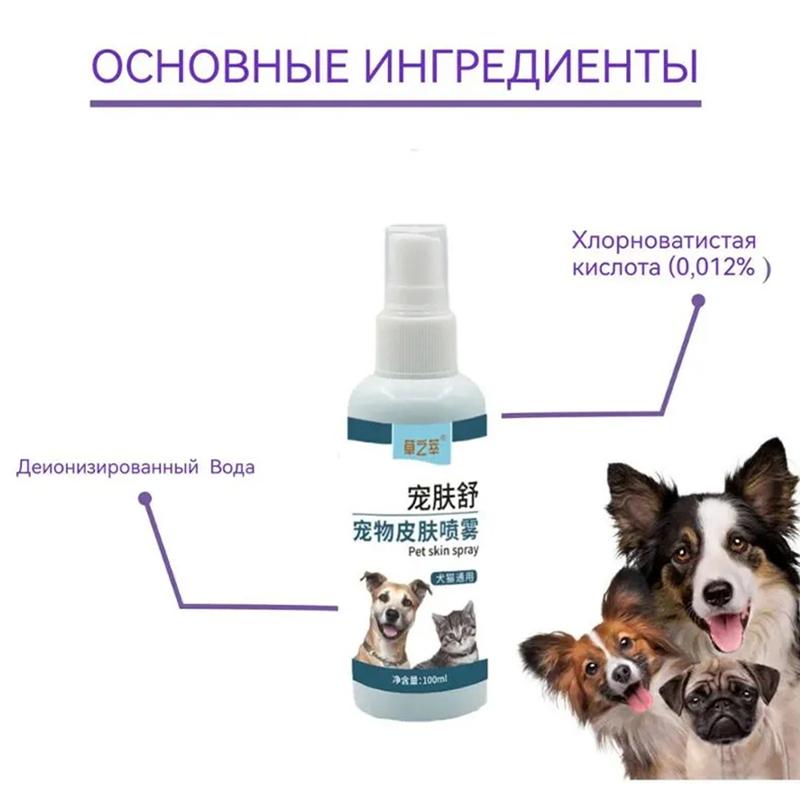 Cat Skin Care Spray 100ml Natural Formula for Itchy Skin Relief Treats Fungal Bacterial Infections