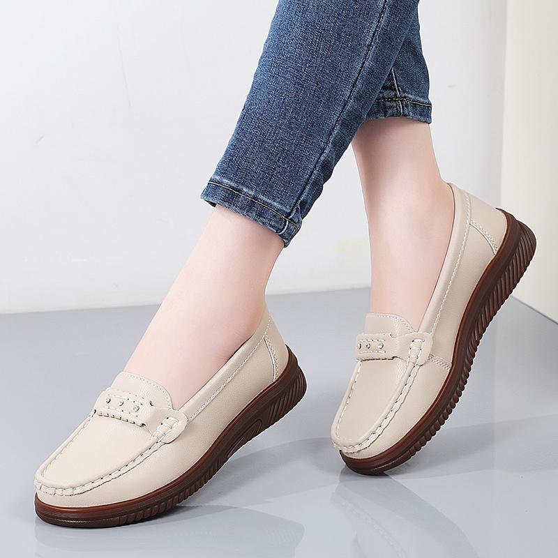 Women Black Moccasins Driving Shoes Flats White Casual Nurse Loafers Grey Minimalist Maternity Shoes Large Size