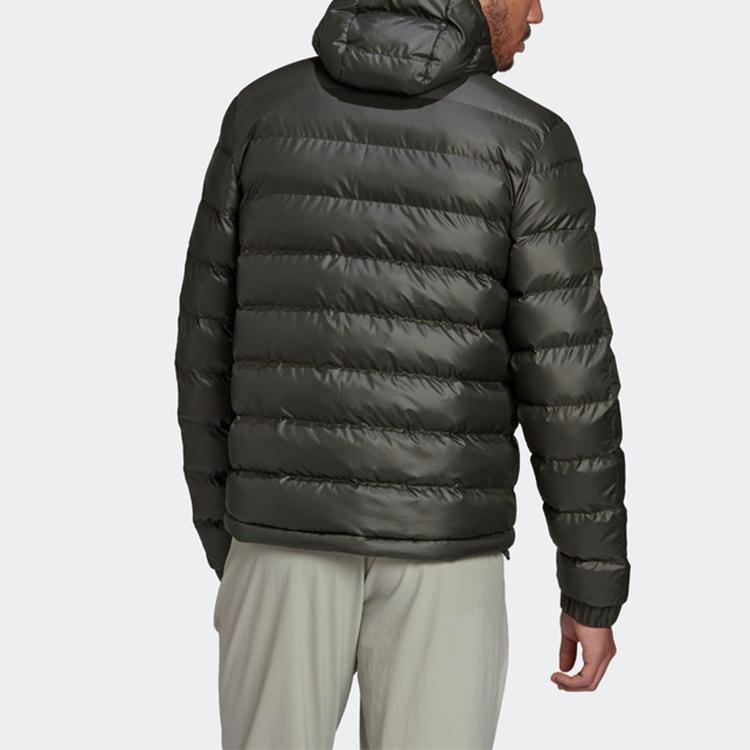 adidas Casual Sports Warm Logo Hooded Cotton Jacket Men Jacket Dark-Earth-Brown GK0640