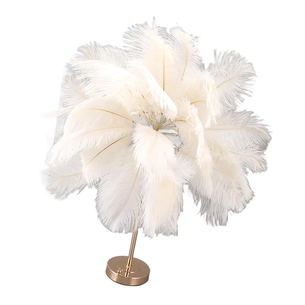 Ostrich Feather Table Lamp Rechargeable Modern Romantic Decoration Lamp Bedroom Bedside Lamp for