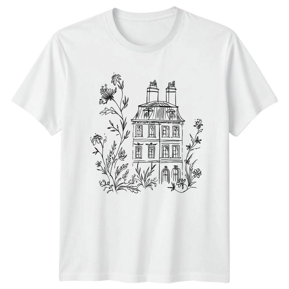 Parisian Building Sketch And Wildflower TShirt Parisian Architecture S