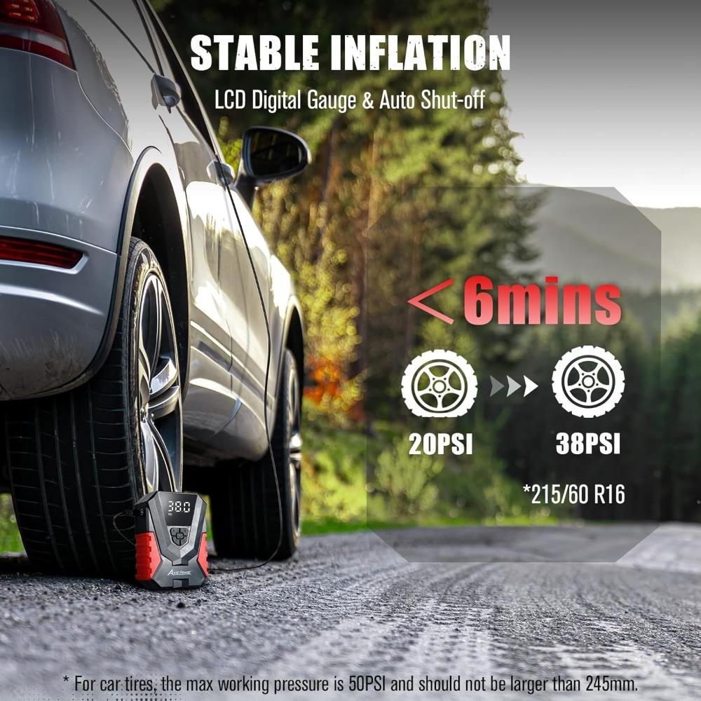 AVID POWER Tire Inflator Portable Air Compressor AC/DC, Automatic Tire Inflator with Gauge, 12V, 110V Small Air Compressor,