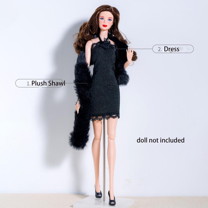 Supermodel New Doll Clothes Set Elegant Black Dress Series Dress Up Doll Party Dresses Accessories For 30Cm 1/6 Bjd Fr Doll Toys