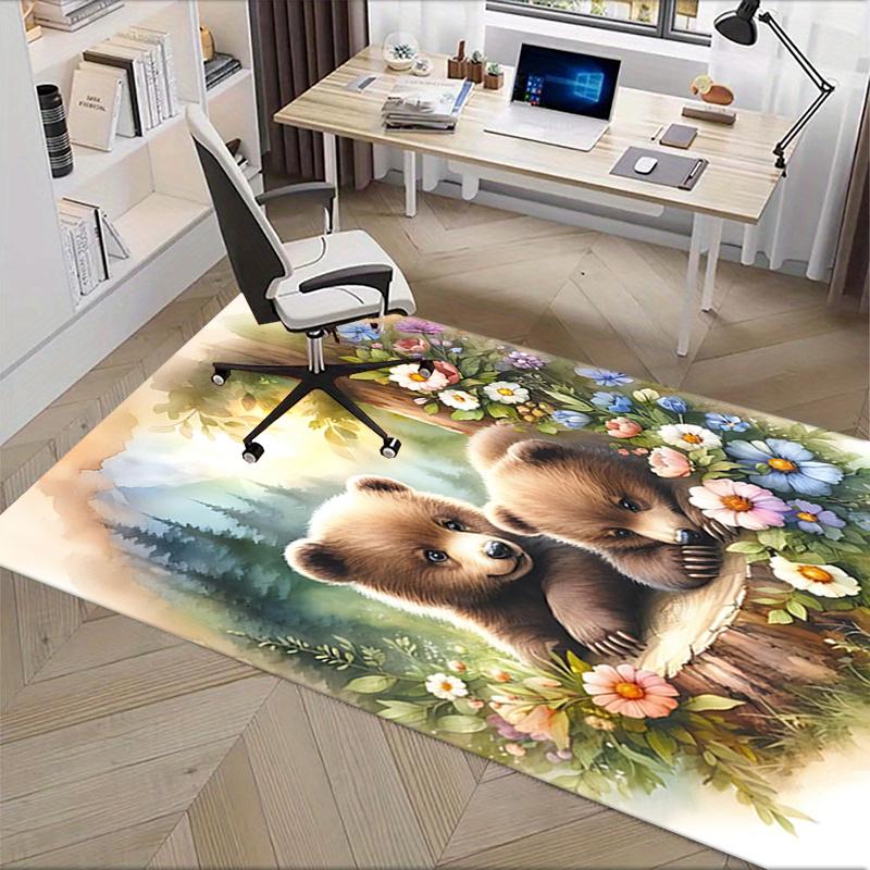 Bear Theme Chair Mat Office Carpet - Oversized Rug for Home Decor, Sofa Carpet, Desk Mat, Gift Idea for Office and Living Room0250A