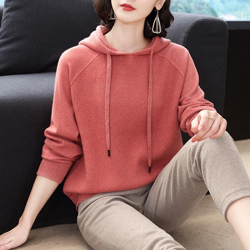 Women's Trendy 2024 Korean-Style Short Hooded Sweatshirt: New Color, Knitted Base Layer for Spring/Autumn