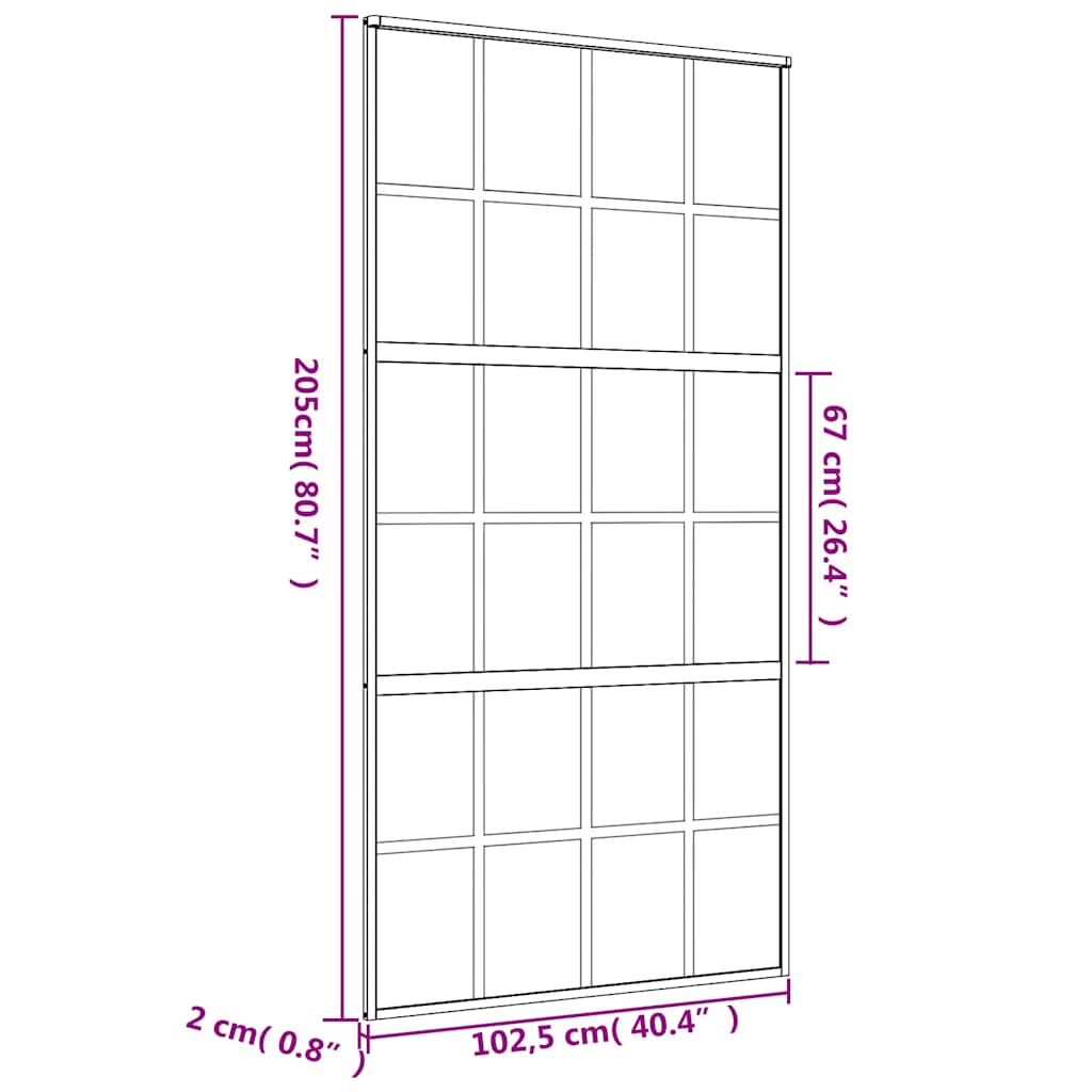 Sliding Door Golden 102.5x205 Cm Clear Tempered Glass and Aluminum