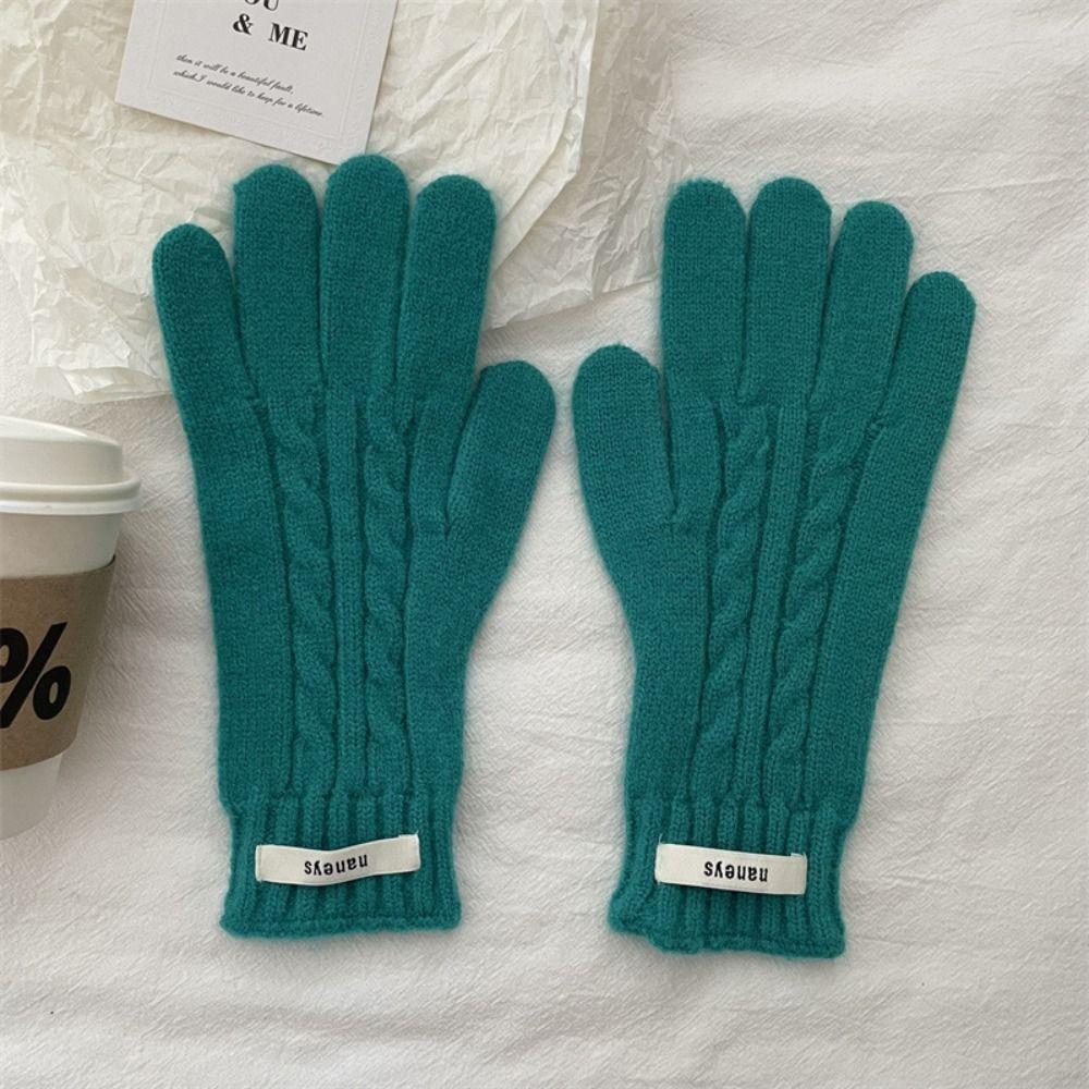 Y2k Lady Finger Gloves Windproof Solid Color Gloves Kawaii Korean Knitted Gloves  Autumn