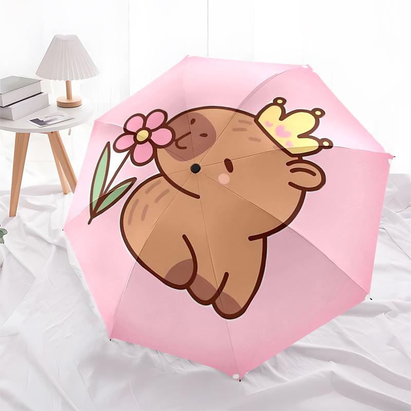 Capybara Themed Travel Umbrella-8 Ribs Automatic Opening and Closing, Portable Folding Design, Compact and Stylish Umbrella Suitable for Out