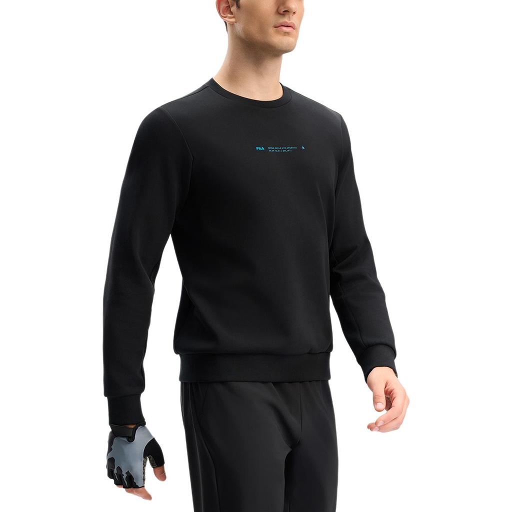 Fila Fitness Round Neck Pullover Long Sleeve Sweatshirt Men Sweatshirt Deep-Black A11M441206F-BK