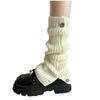 Herbst Winter Einfarbig Schneestiefel Knopf Stulpen Vintage Amerikanische Slouchy Stulpen Gestrickt Offen JK Patchwork Halbhohe Socken