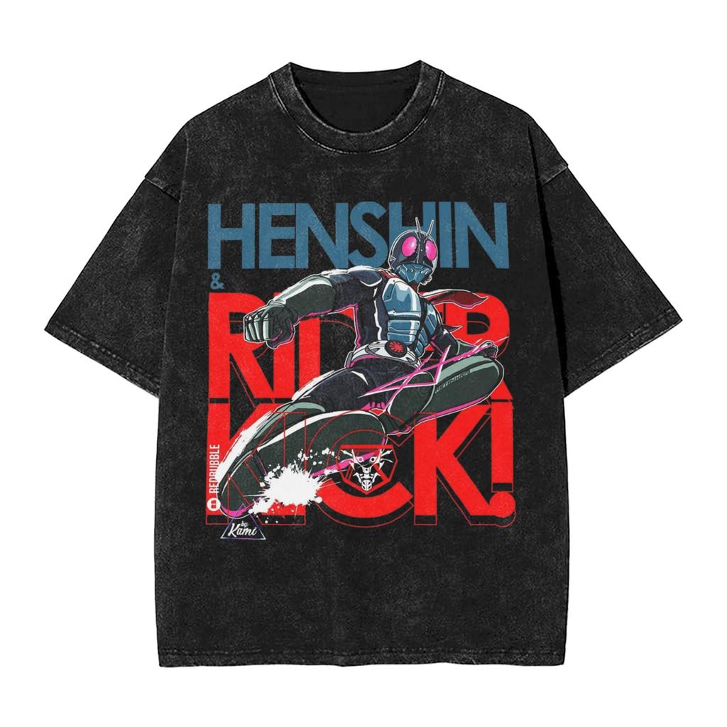 Kamen Rider Comic Cover Washed T Shirts Streetwear Hip Hop Vintage TShirt  Tee Shirt for Men Women 100 Cotton Street Graphic